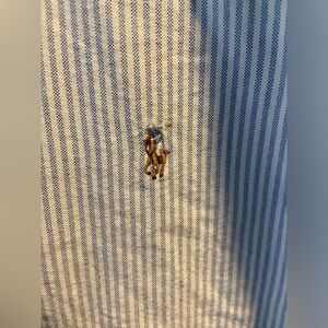 SOLD EUC Polo by Ralph Lauren Blue White Stripe Long Sleeve Shirt Boys XL 18-20